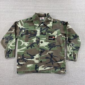 Vintage Healthtex Kids Button Army Camo Shirt Boys Camouflage Jacket Size 6 USA